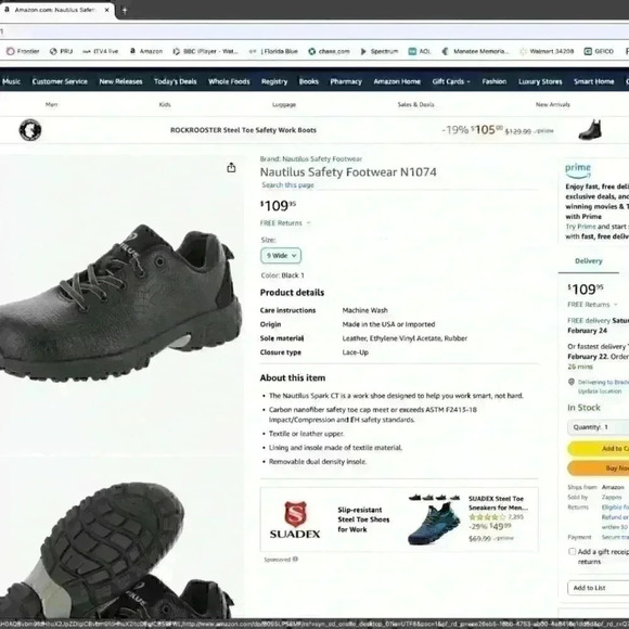 Nautilus Safety Footwear Spark CT Spark Oxford Women,s Black 5.5 - Wide N1074 - Picture 3 of 7